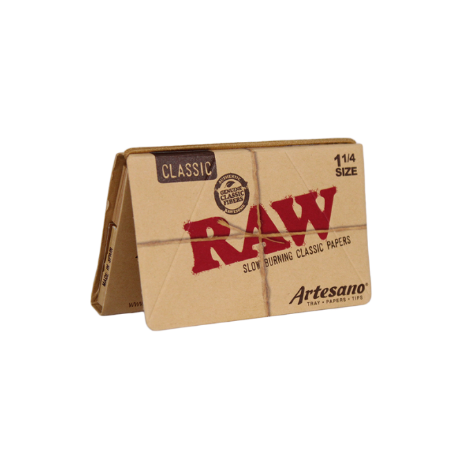 RAW Rolling Papers Organic Hemp Artesano with Tray - 1 1/4"
