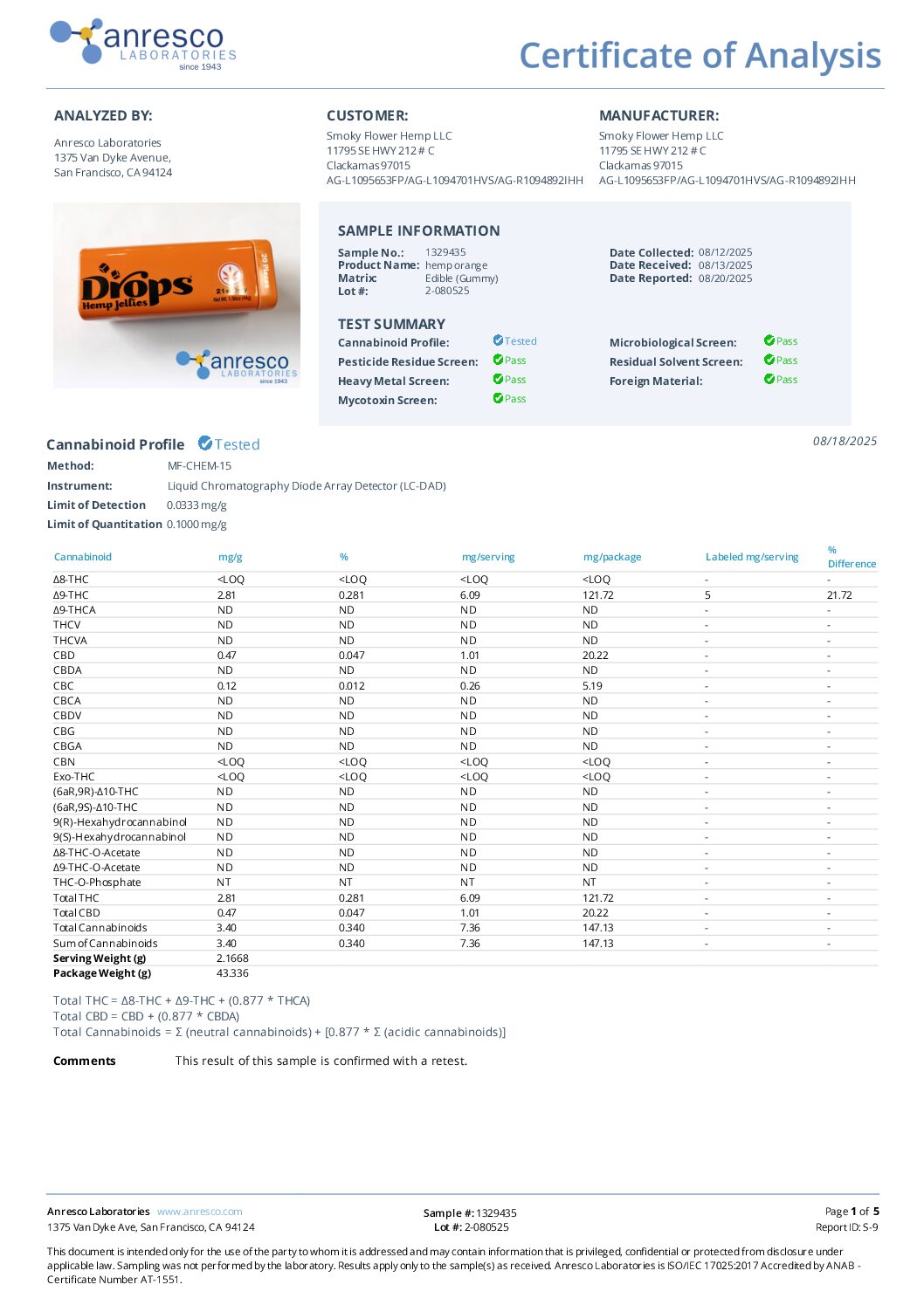 Drops Hemp Live Rosin Jellies 100mg - Orange - Image 3
