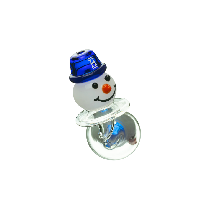 Hemper Snowman Glass Carb Cap - Blue