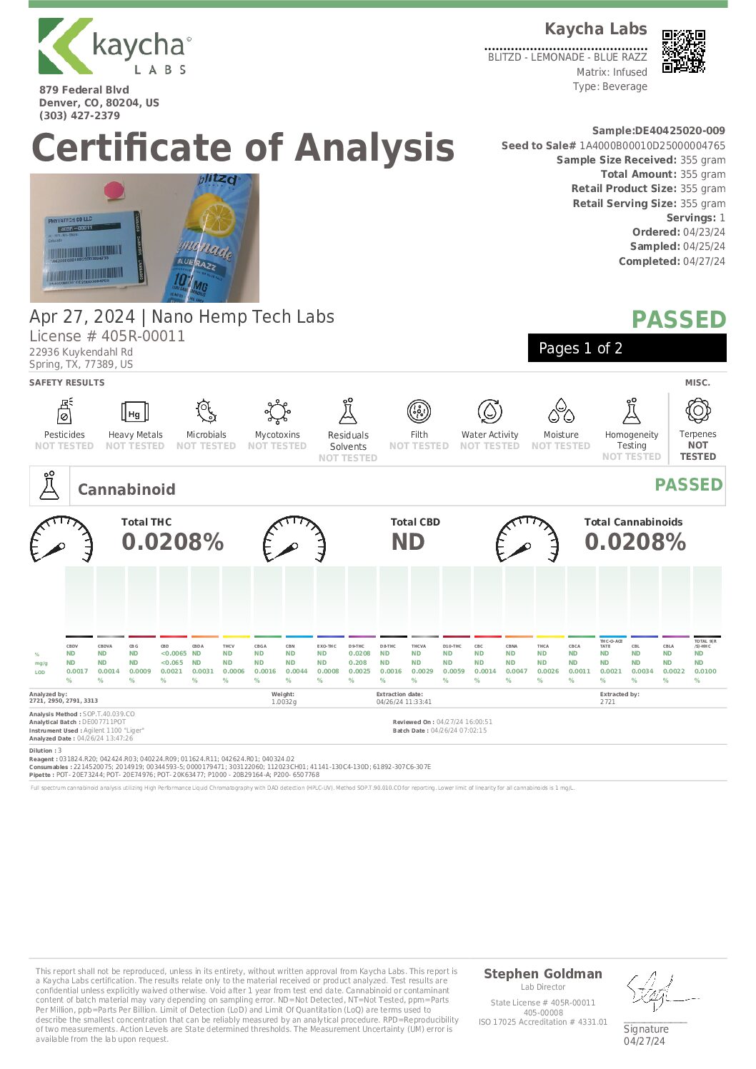 Blitzd D9 Lemonade 101mg - Bomb Pop - Image 2