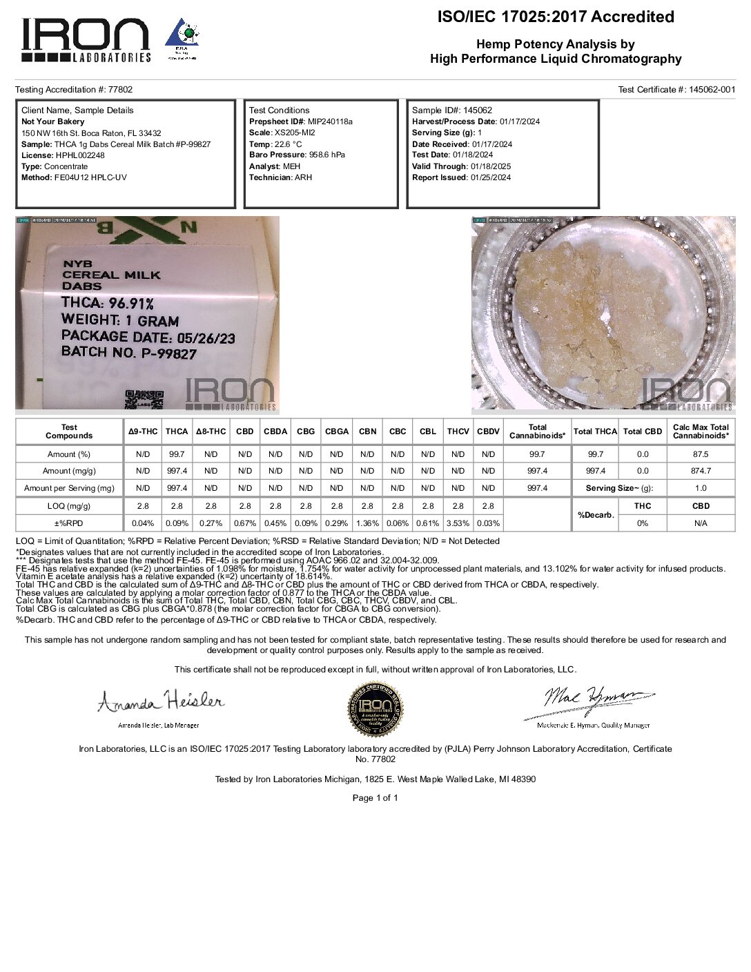 NYB THC-A Live Resin Concentrates 1g - Cereal Milk - Image 2