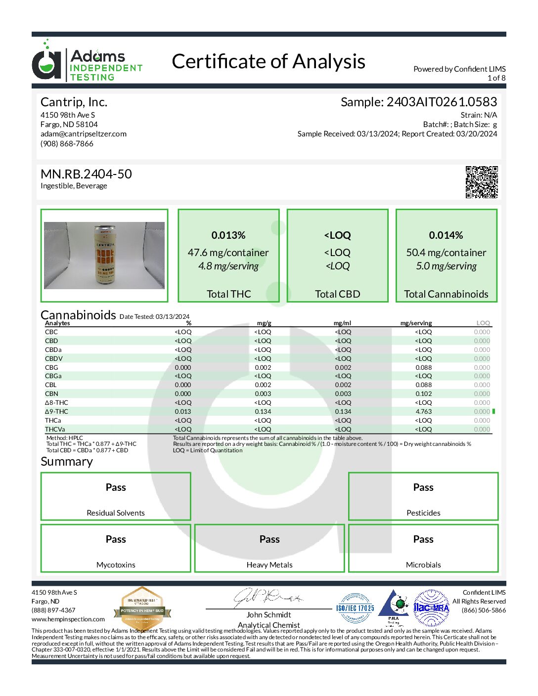 Cantrip Delta 9 Soda 10mg - Root Beer - Image 2