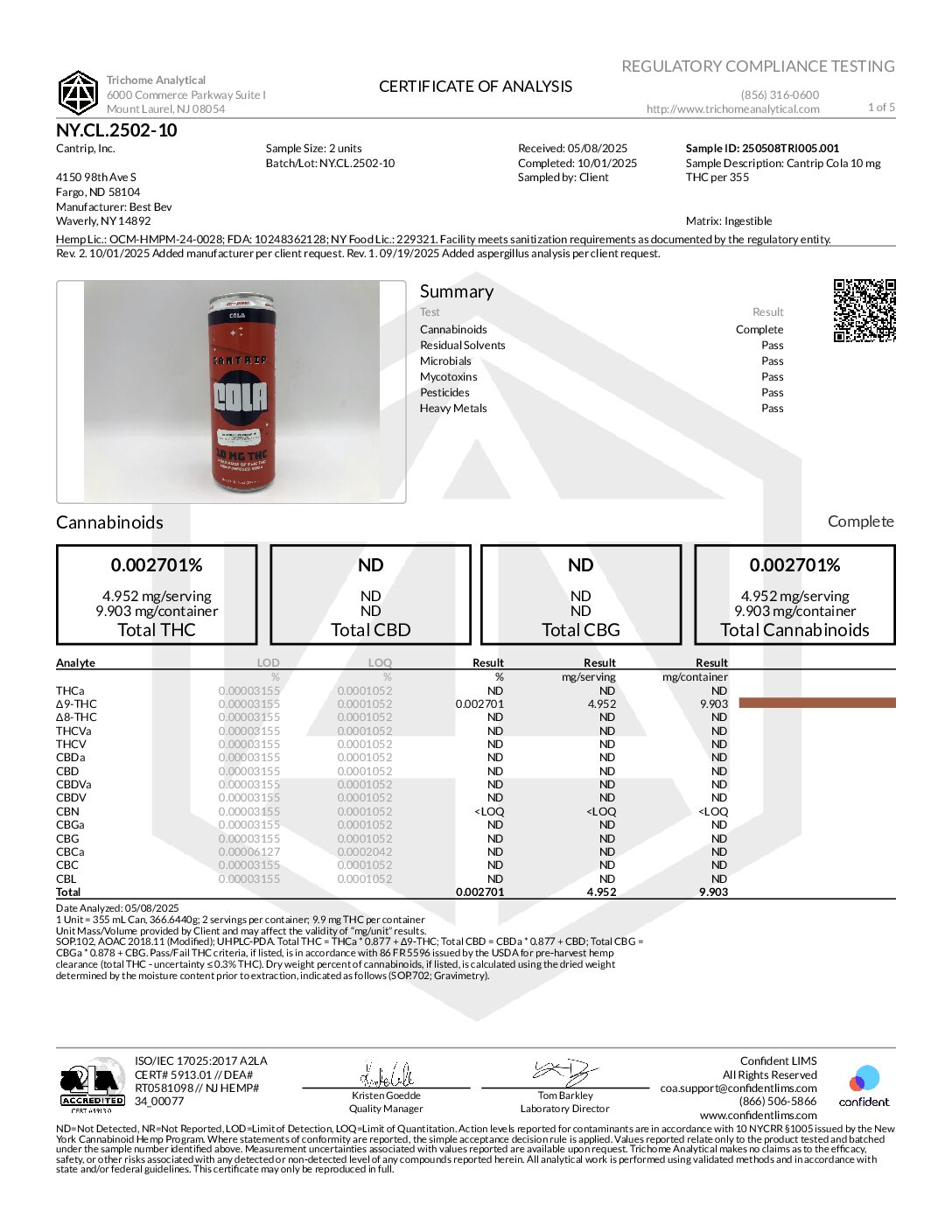 Cantrip Delta 9 Soda 10mg - Cola - Image 2